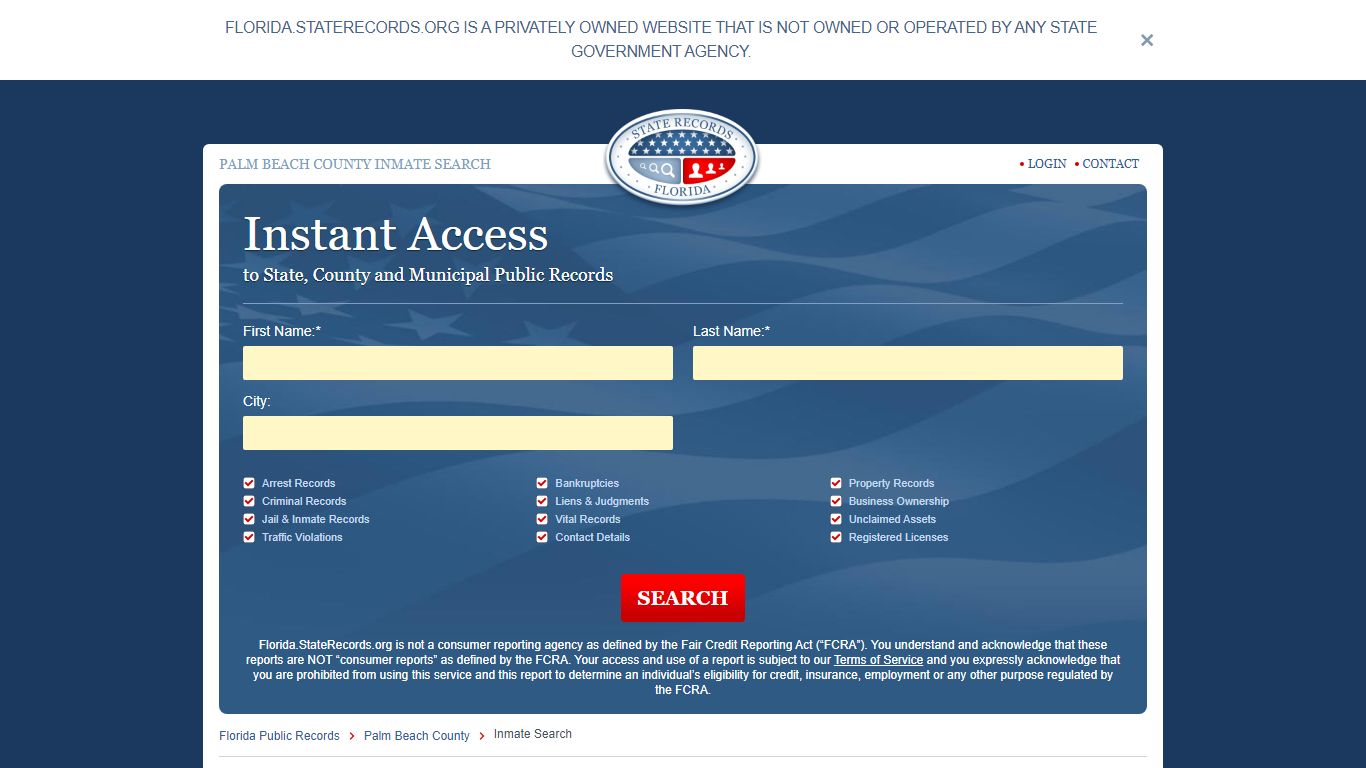 Palm Beach County, Florida Inmate Search | StateRecords.org